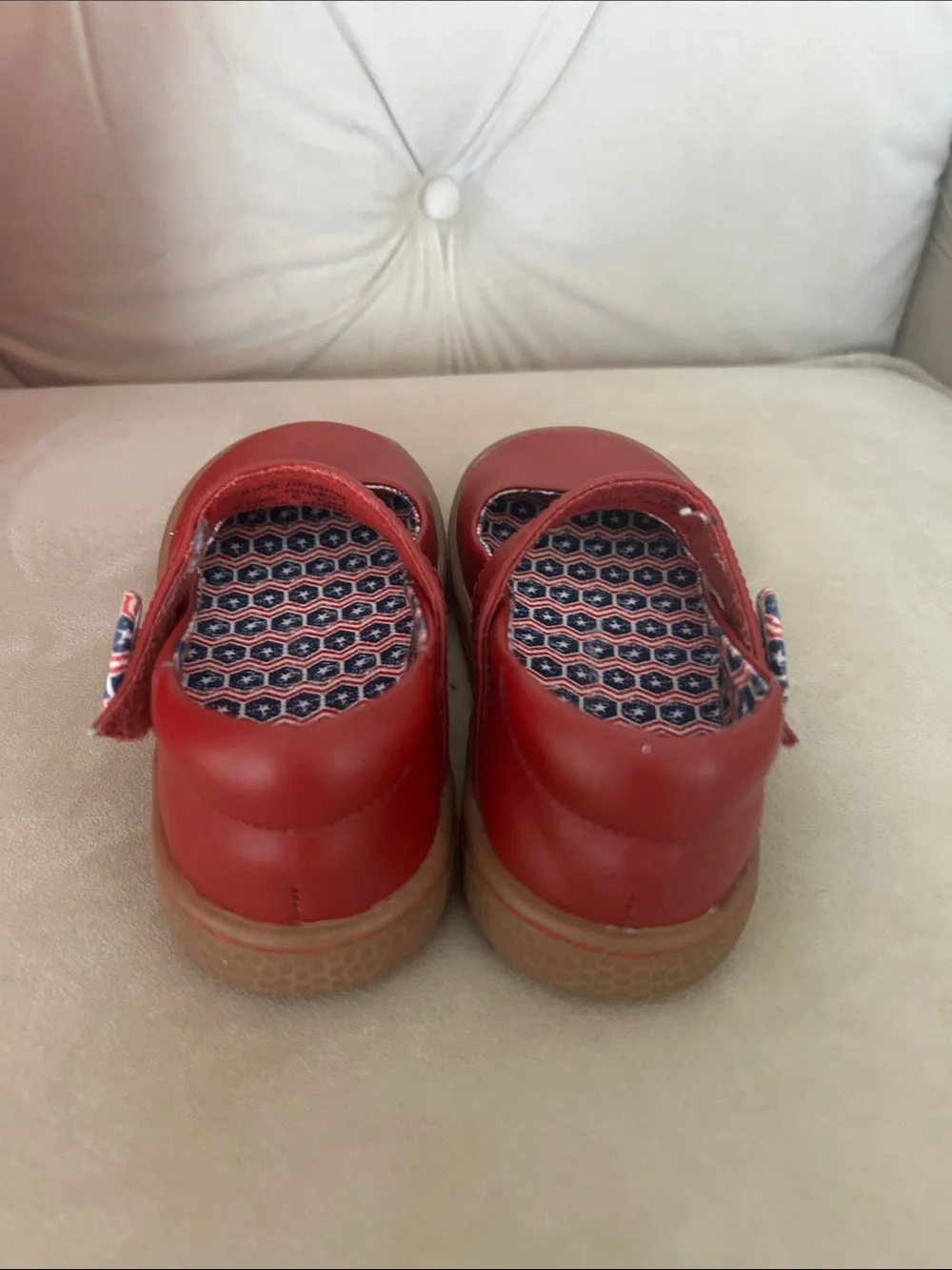 Toddler girl size 9 Mary Jane 4th of July flag patriotic dress shoe Velcro strap